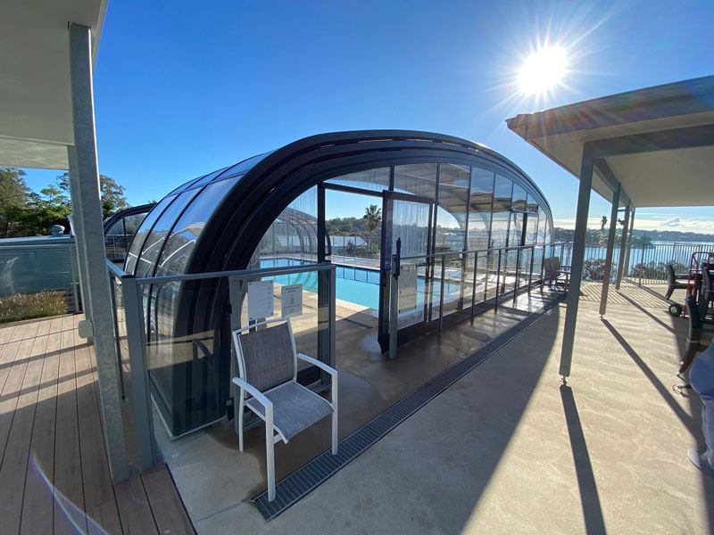 A swimming pool enclosure at a retirement centre