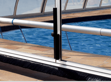 A face pin on the end of a pool enclosure