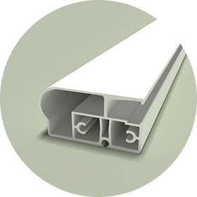 A cut through of a Neo-Line aluminium frame for a pool enclosure