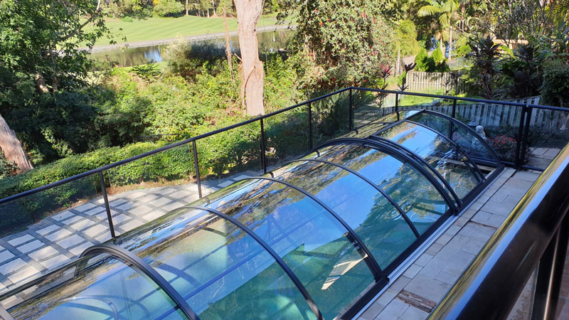 A Pool Enclosure In Sydney's North Shore Preventing Leaves From Getting In To A Pool