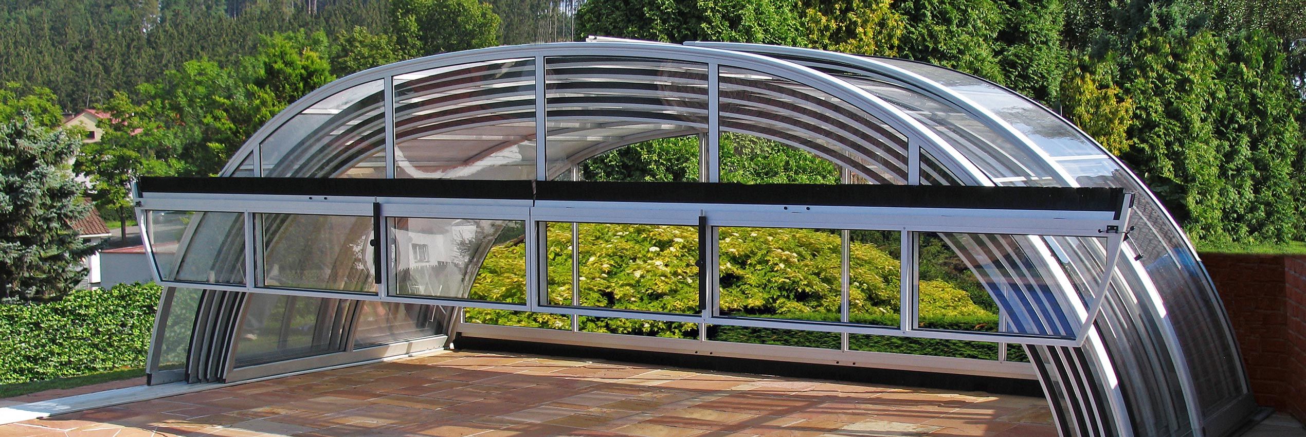 Tropea Neo Telescopic Pool Cover Open